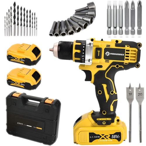 Prohummer PH015 58vf Çift Akülü Şarjlı Matkap (Sarı)