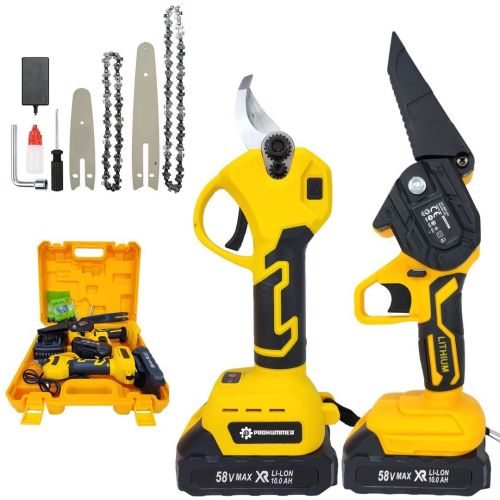 Prohummer PH195 Akülü Makaslı Dal Budama ve Dal Budama Testere 2Li Set 58Vf Çift Akülü (Sarı)