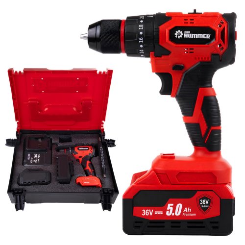 Prohummer PH242 Akülü Kömürsüz Darbeli Vidalama Matkap Seti 10p (Kırmızı)