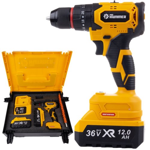 Prohummer PH243 Akülü Kömürsüz 36v Darbeli Vidalama Matkap Seti 10p (Sarı)