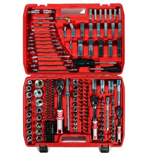 Prohummer PH306 Profesyonel 216 Parça Usta Lokma Takımı Seti Tamirci Seti Paslanmaz Çelik Krom Kaplama Kırmızı