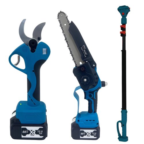 Prohummer PH327 Profesyonel 3lü Bahçe Seti Akülü Teleskopik Uzatma Kollu Dijital Göstergeli 50mm Dal Budama Makası ve 20cm Dal Budama Testeresi (Kutulu)