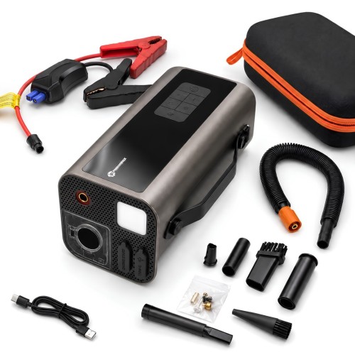 Prohummer PHM014 Jump Starter - Çok Fonksiyonlu 10u1 Arada Süpürgeli Kompresörlü Akü Takviye Cihazı 12000mAh - Powerbank