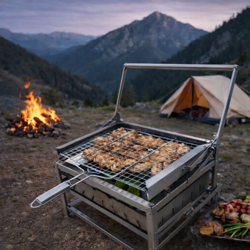 Teknomangal PH302 Hareketli Mangal Paslanmaz Çelik 40x30 cm Izgara Telli